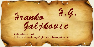 Hranko Galjković vizit kartica